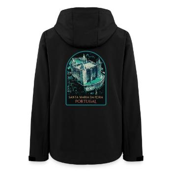 Mittelalterliche Burg Santa Maria da Feira - Frauen Recycelte Softshelljacke von Stanley/Stella - Schwarz - Hinten - AI Model Female 172 light (172cm)