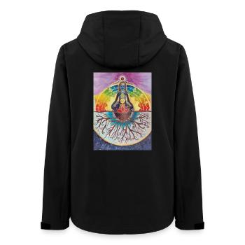 Spiritueller Meditationsbaum mit Chakras - Frauen Recycelte Softshelljacke von Stanley/Stella - Schwarz - Hinten - AI Model Female 172 light (172cm)