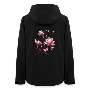 Magnolias and butterflies – delicate beauty - Women’s Recycled Softshell Jacket by Stanley/Stella - black - Back - AI Model Female 172 light (172cm)