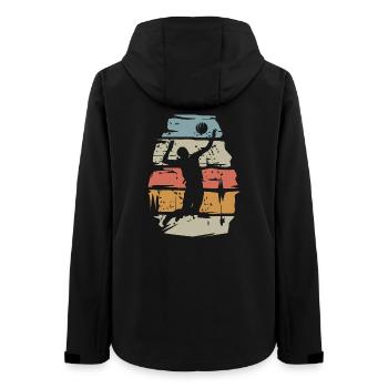 retro Volleyball Spieler - Ball Angriff scratch - Frauen Recycelte Softshelljacke von Stanley/Stella - Schwarz - Hinten - AI Model Female 172 light (172cm)