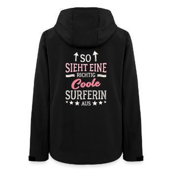 So sieht eine richtig coole Surferin aus Surfen - Frauen Recycelte Softshelljacke von Stanley/Stella - Schwarz - Hinten - AI Model Female 172 light (172cm)