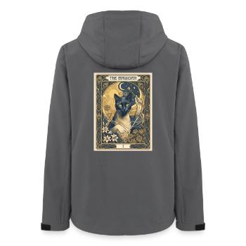 Katze, der Magier - Frauen Recycelte Softshelljacke von Stanley/Stella - Anthrazit - Hinten - AI Model Female 172 light (172cm)