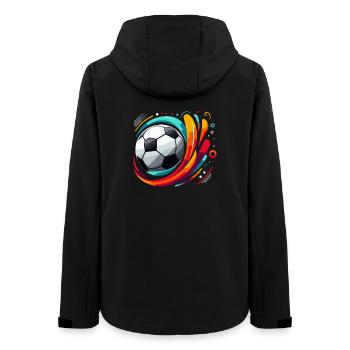 Farbenfroher Fußballwirbel - Frauen Recycelte Softshelljacke von Stanley/Stella - Schwarz - Hinten - AI Model Female 172 light (172cm)