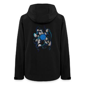 Motif floral tourbillonnant bleu - Veste softshell femme recyclée Stanley/Stella - noir - Dos - AI Model Female 172 light (172cm)
