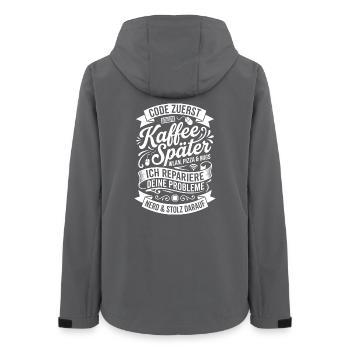 Code First Coffee Later - Women’s Recycled Softshell Jacket by Stanley/Stella - anthracite - Back - AI Model Female 172 light (172cm)