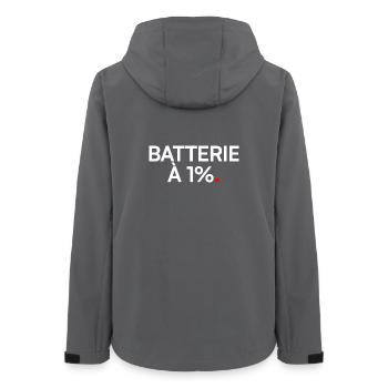 Batterie à 1% humour fatigue travail - Veste softshell femme recyclée Stanley/Stella - charbon - Dos - AI Model Female 172 light (172cm)