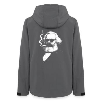 Karl Marx audacieux avec une illustration de cigarette - Veste softshell femme recyclée Stanley/Stella - charbon - Dos - AI Model Female 172 light (172cm)