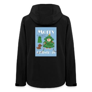 Cute Christmas Tree Illustration - Women’s Recycled Softshell Jacket by Stanley/Stella - black - Back - AI Model Female 172 light (172cm)