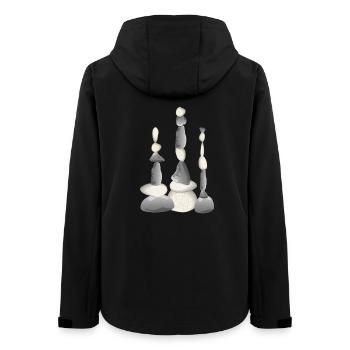 Three Zen-style balancing stone towers - Women’s Recycled Softshell Jacket by Stanley/Stella - black - Back - AI Model Female 172 light (172cm)