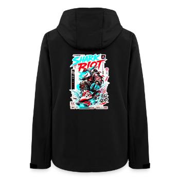 Shark Riot Streetwave Full Send Skate Design - Women’s Recycled Softshell Jacket by Stanley/Stella - black - Back - AI Model Female 172 light (172cm)