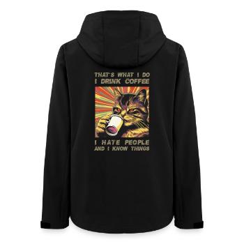 Coffee-drinking, sarcastic cat lover - Women’s Recycled Softshell Jacket by Stanley/Stella - black - Back - AI Model Female 172 light (172cm)