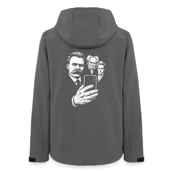 Nietzsche-Selfie mit Schopenhauer und Kierkegaard - Frauen Recycelte Softshelljacke von Stanley/Stella - Anthrazit - Hinten - AI Model Female 172 light (172cm)