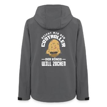 Reicht mir den Controller – König will zocken - Frauen Recycelte Softshelljacke von Stanley/Stella - Anthrazit - Hinten - AI Model Female 172 light (172cm)