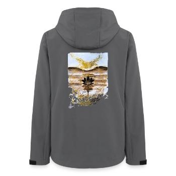 Golden Lotus on Desert Dusk - Women’s Recycled Softshell Jacket by Stanley/Stella - anthracite - Back - AI Model Female 172 light (172cm)