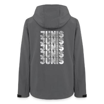 JUNIS Raster Typografie Muster - Frauen Recycelte Softshelljacke von Stanley/Stella - Anthrazit - Hinten - AI Model Female 172 light (172cm)