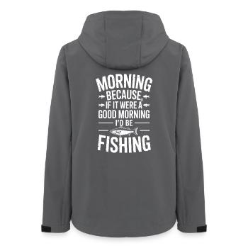 Morning Fishing Quote Tee - Women’s Recycled Softshell Jacket by Stanley/Stella - anthracite - Back - AI Model Female 172 light (172cm)