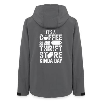 Coffee and Thrift Store Day - Women’s Recycled Softshell Jacket by Stanley/Stella - anthracite - Back - AI Model Female 172 light (172cm)