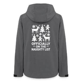 Naughty List Christmas Reindeer Pattern - Women’s Recycled Softshell Jacket by Stanley/Stella - anthracite - Back - AI Model Female 172 light (172cm)
