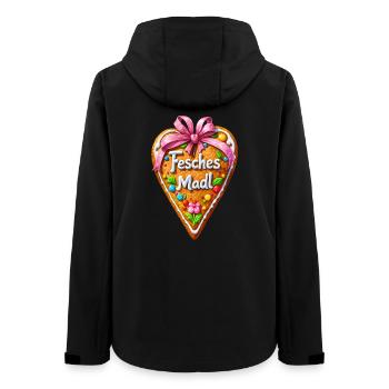 Fesches Madl Lebkuchenherz Bayern Volksfest Tracht - Frauen Recycelte Softshelljacke von Stanley/Stella - Schwarz - Hinten - AI Model Female 172 light (172cm)