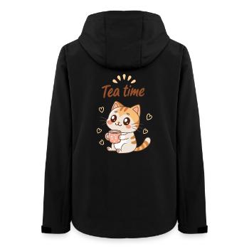 Cute Cat Tea Time Süße Gemütlich - Frauen Recycelte Softshelljacke von Stanley/Stella - Schwarz - Hinten - AI Model Female 172 light (172cm)