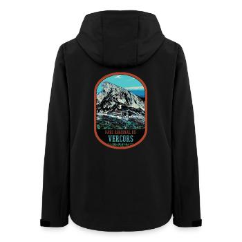 Original illustration Vercors Regional Park - Women’s Recycled Softshell Jacket by Stanley/Stella - black - Back - AI Model Female 172 light (172cm)