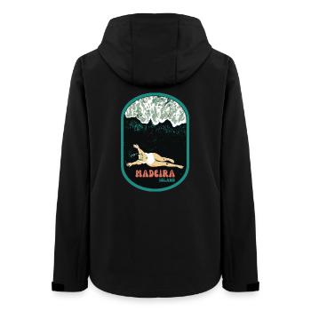 Illustration baigneuse plage de sable noir, Madère - Veste softshell femme recyclée Stanley/Stella - noir - Dos - AI Model Female 172 light (172cm)