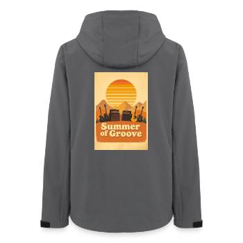 Groovy Seventies Sunset with Festival Energy - Women’s Recycled Softshell Jacket by Stanley/Stella - anthracite - Back - AI Model Female 172 light (172cm)