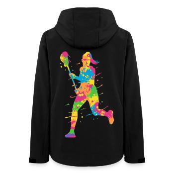 Lacrosse Spieler Bunt Frauen Mädchen Lacrosse - Frauen Recycelte Softshelljacke von Stanley/Stella - Schwarz - Hinten - AI Model Female 172 light (172cm)