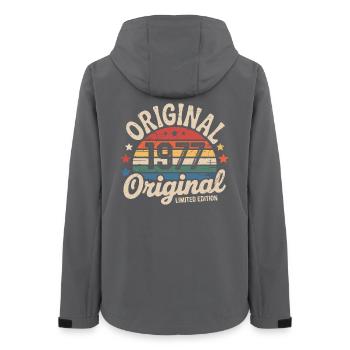 1977 Vintage Limited Edition Geschenk 1977 - Frauen Recycelte Softshelljacke von Stanley/Stella - Anthrazit - Hinten - AI Model Female 172 light (172cm)