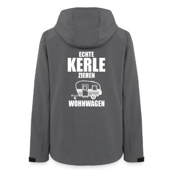 Camper und Camping Echte Kerle ziehen Wohnwagen - Frauen Recycelte Softshelljacke von Stanley/Stella - Anthrazit - Hinten - AI Model Female 172 light (172cm)
