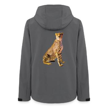 Cheetah Portrait Golden Spots - Women’s Recycled Softshell Jacket by Stanley/Stella - anthracite - Back - AI Model Female 172 light (172cm)