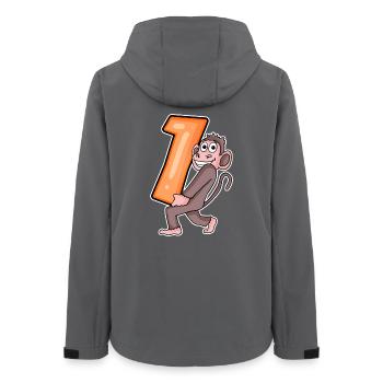 1 Year Old - School Enrollment - Monkey Motif - Number 1 - Women’s Recycled Softshell Jacket by Stanley/Stella - anthracite - Back - AI Model Female 172 light (172cm)