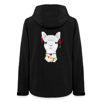 Bunt geschmücktes Alpaka – Charmantes Tiermotiv - Frauen Recycelte Softshelljacke von Stanley/Stella - Schwarz - Hinten - AI Model Female 172 light (172cm)