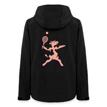 Minimalistische Kuh Tennisspieler Aufschlag  - Frauen Recycelte Softshelljacke von Stanley/Stella - Schwarz - Hinten - AI Model Female 172 light (172cm)