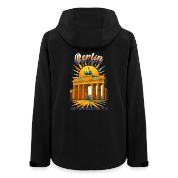 Berlin - PORTE DE BRANDEBOURG - Rêves rétro urbains - Veste softshell femme recyclée Stanley/Stella - noir - Dos - AI Model Female 172 light (172cm)