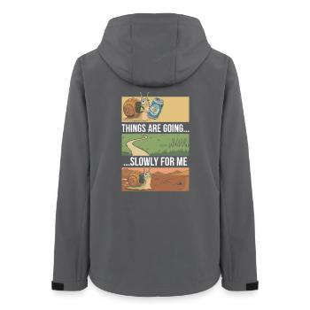 Escargot avec boisson : Les choses avancent lentement - Veste softshell femme recyclée Stanley/Stella - charbon - Dos - AI Model Female 172 light (172cm)
