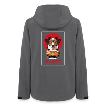 Australian Shepherd Dog Ramen-Nudelschalen-Kunst - Frauen Recycelte Softshelljacke von Stanley/Stella - Anthrazit - Hinten - AI Model Female 172 light (172cm)