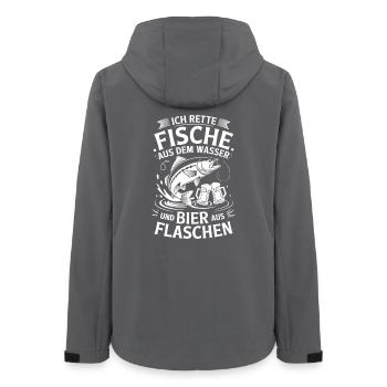  Ich Rette Fische Aus Dem Wasser Und Bier Aus - Frauen Recycelte Softshelljacke von Stanley/Stella - Anthrazit - Hinten - AI Model Female 172 light (172cm)