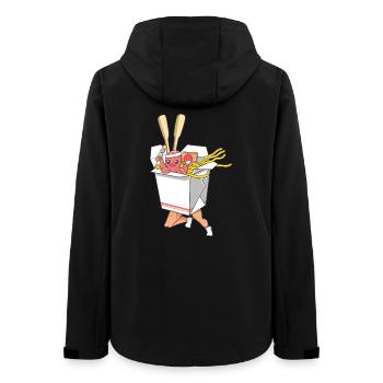 Laufender Nudelkämpfer in lustigen Takeout-Box-Kunst - Frauen Recycelte Softshelljacke von Stanley/Stella - Schwarz - Hinten - AI Model Female 172 light (172cm)