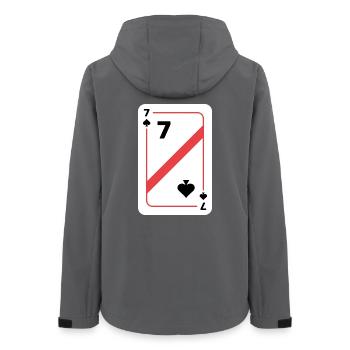 Pik Sieben Spielkarte Pokerkarte - Frauen Recycelte Softshelljacke von Stanley/Stella - Anthrazit - Hinten - AI Model Female 172 light (172cm)