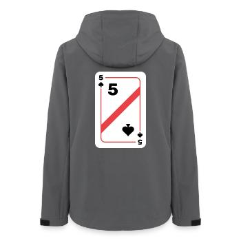 Pik Fünf Spielkarte Pokerkarte - Frauen Recycelte Softshelljacke von Stanley/Stella - Anthrazit - Hinten - AI Model Female 172 light (172cm)