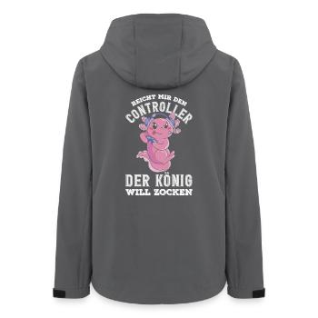 Reicht mir den Controller – König will zocken - Frauen Recycelte Softshelljacke von Stanley/Stella - Anthrazit - Hinten - AI Model Female 172 light (172cm)