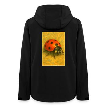 Red Ladybug Art Print - Women’s Recycled Softshell Jacket by Stanley/Stella - black - Back - AI Model Female 172 light (172cm)