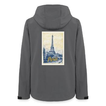 Paris Eiffel Blueprint - Women’s Recycled Softshell Jacket by Stanley/Stella - anthracite - Back - AI Model Female 172 light (172cm)
