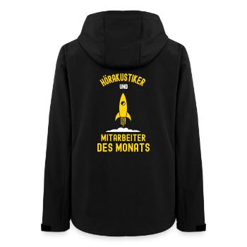 Hörakustiker Mitarbeiter des Monats Hörakustik - Frauen Recycelte Softshelljacke von Stanley/Stella - Schwarz - Hinten - AI Model Female 172 light (172cm)