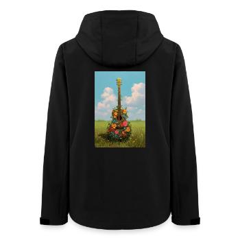 Floral Guitar in Meadow - Women’s Recycled Softshell Jacket by Stanley/Stella - black - Back - AI Model Female 172 light (172cm)
