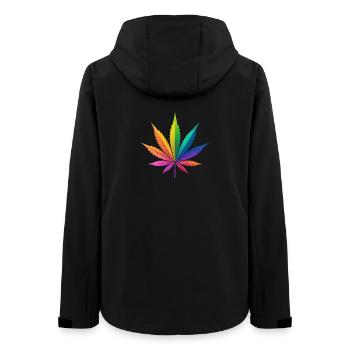 Regenbogen Cannabisblatt Kunst - Frauen Recycelte Softshelljacke von Stanley/Stella - Schwarz - Hinten - AI Model Female 172 light (172cm)