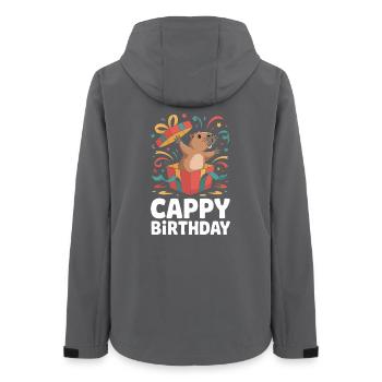Capybara Birthday Cappy Birthday Funny Capy - Women’s Recycled Softshell Jacket by Stanley/Stella - anthracite - Back - AI Model Female 172 light (172cm)