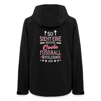 So sieht eine richtig coole Fußballspielerin aus  - Frauen Recycelte Softshelljacke von Stanley/Stella - Schwarz - Hinten - AI Model Female 172 light (172cm)