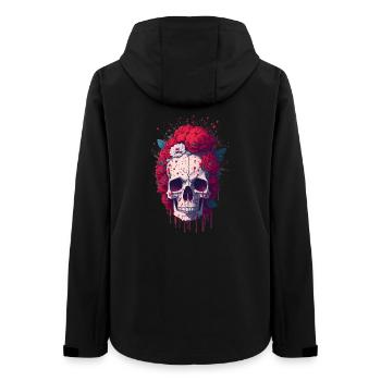 Totenkopf mit roten Blumen - Frauen Recycelte Softshelljacke von Stanley/Stella - Schwarz - Hinten - AI Model Female 172 light (172cm)